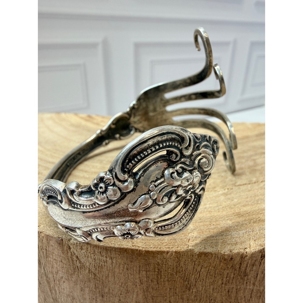 Hand Made Towle Sterling Silver El Grandee Fork Cuff Bracelet Vintage 1964 46.9g - Picture 2 of 10